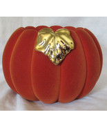 Bath &amp; Body Works Large Candle Holder 3-Wick BURNT ORANGE FLOCKED PUMPKI... - $114.53 CAD