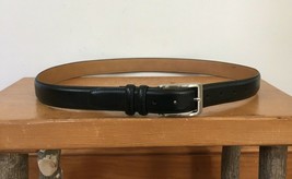 Dockers Black Genuine Leather Silvertone Solid Metal Buckle Mens Casual Belt 38 - £23.97 GBP