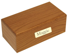 Small/Keepsake 15 Cubic In. Simply Oak Funeral Cremation Urn With Engraved Plate - £66.88 GBP