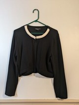 Thesis Womens XL Black Sweater Shrug Open Long Sleeve Rayon Blend Pearl ... - $7.92