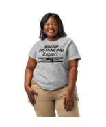 Women’s Organic Ribbed Neck T-Shirt – “Social Distancing” (Heather Grey) - $54.99