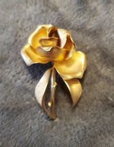Vintage Cerrito Gold Tone Rose Brooch - £19.77 GBP