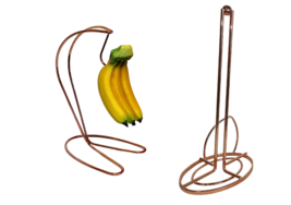 Paper Towel and Banana Holder Set Kitchen 2 Piece Set Rose Gold Weighted - £19.77 GBP