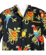 Genentech Retreat Parrots Ukes Pineapples Floral L Hawaiian Shirt sz Lar... - £43.91 GBP