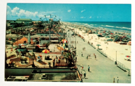 Daytona Beach Boardwalk Crowded Beach Ferris Wheel Old Cars FL Postcard c1950s - $12.99