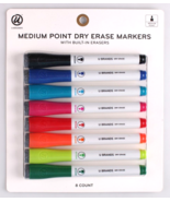 U Brands 8ct Medium Point Dry Erase Markers Assorted Colors w Built-in E... - £3.89 GBP