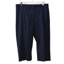 Talbots The Deck Pant Womens 14P Navy Blue Wide Leg Capri Cotton - £33.54 GBP