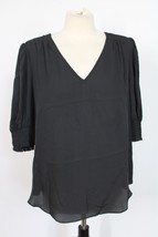 Joie L Black Silk Karemele Half-Sleeve V-Neck Blouse Top - £22.77 GBP