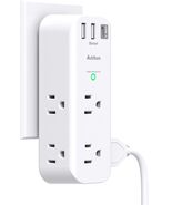 6 Outlet Extender Surge Protector Multi Plug Wall Adapter 3 USB Charger ... - $14.42