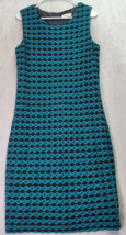 Calvin Klein Sheath Dress Womens Size 12 Teal Geo Print Lined Rayon Back Zipper - £27.29 GBP