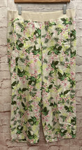 J.Jill LOVE LINEN Floral Cropped Wide Leg Pull- On Pant Elastic Waist Si... - $39.00