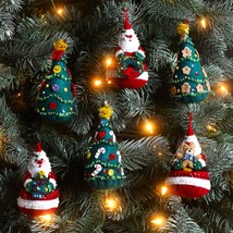 Bucilla Felt Ornaments Applique Kit Set Of 6 Santa&#39;s Tree Treasures - £23.76 GBP