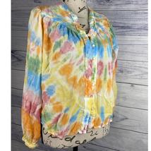 Young Fabulous &amp; Broke Button Front Crop Top Womens S Rainbow Tie Dye Hi Low - £17.37 GBP