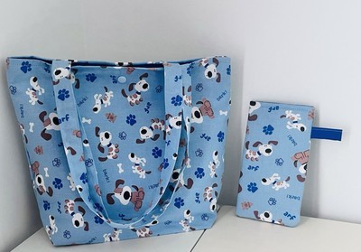 Tote Bag, Dog Print Design With Inside Pocket And Eyeglass Case - $18.00