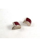 Mexican Sterling Silver &amp; Red Onyx Pieced Earrings - £22.15 GBP