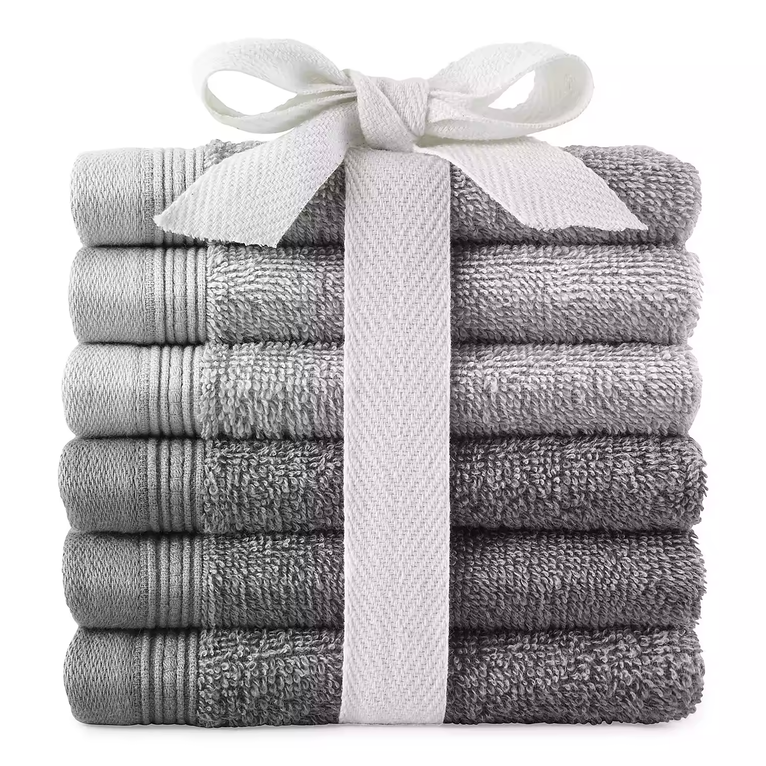Primary image for Home Expressions 6PC Washcloth Set Gray Crock Exc Quality NIP