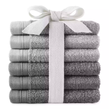 Home Expressions 6PC Washcloth Set Gray Crock Exc Quality NIP - £8.52 GBP
