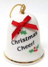 Christmas Cheer Bell Christmas Ornament Holly Ceramic 1970s Taiwan Vintage - £9.74 GBP