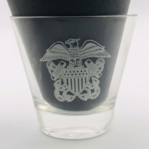 Four (4) Vintage US Navy Whiskey Slanted Glasses 5.5&quot; lowball White Prin... - $18.69
