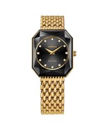 FACET RADIANT Radiant-Cut Gold Plated Swiss Quartz Watch 15mm Band Black... - $782.03 CAD