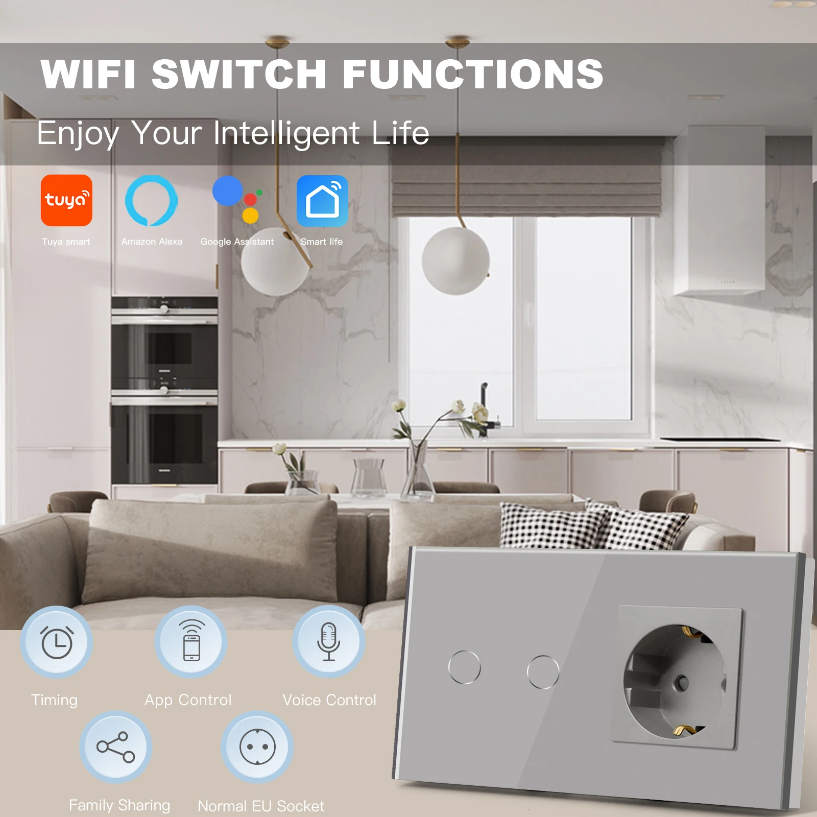 House Home BSEED 1/2/3Gang 1/2/3Way WIFI Touch Light Switch Smart Wall Switch Sm - £57.42 GBP