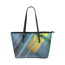 Blue Tote Shoulder Bag with Geometric Stripe Design - £46.98 GBP