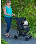 Pet Stroller For Small Dogs Cats w Basket Canopy Light Weight Walker Folds - £97.31 GBP