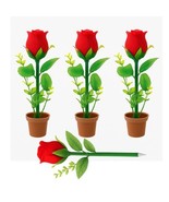 3 Pcs Colorful Rose Pen with Flower Pot Base (Colors May Vary) - $273.89 MXN