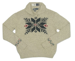 NEW Vintage Polo Ralph Lauren Snowflake Design Sweater!  Fisherman Style Oatmeal - £104.79 GBP