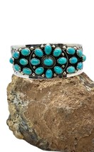 Violet Nez Navajo Sterling Sleeping Beauty Turquoise Cluster Cuff Bracelet 6 7/8 - £335.72 GBP