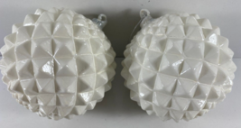 Lot of 2 White Pinecone Large 4.25 in Glass Ball Christmas Ornaments - £21.13 GBP