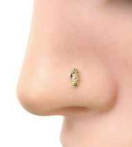 Tiny 3 Stone White CZ Body Piercing Nose Stud, Gold Plated Nose Ring Nose Pin - £22.74 GBP