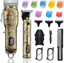 Soonsell Hair Clippers For Men T-Blade Trimmer Set,Man Professional, Gold - £61.37 GBP