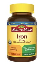 Nature Made Iron 65 mg - 365 Tablets Dietary Supplement NEW Fast Shipping - £17.06 GBP