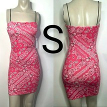 Pink Bandana Cami Mini Bodycon Dress    Size S - £21.18 GBP