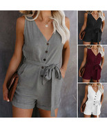 Off Shoulder Belted Tunic Sleeveles Romper - €20,44 EUR