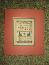 1985 Double Matted TEDDY &amp; ME WELCOME THEE Cross Stitch SAMPLER - 12&quot; x 14&quot; - $10.00