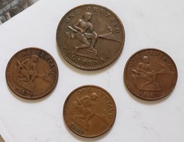 Lot of 4 One Centavo Philippine Coins 1944, 1960, 1963 - £5.57 GBP