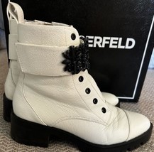 Karl Lagerfeld White Pippa Platform Boots Black Crystal Embellished Wome... - $76.38