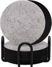 Coasters,Bamboo Charcoal Coasters for Drink with Holder,Anti-Broken Durable Grey - £15.42 GBP