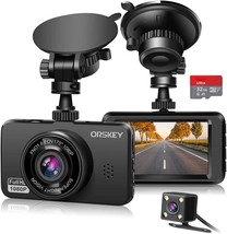Dash Cam for Cars Front and Rear with SD Card 1080P Full HD in Car Camera Dual L - £70.32 GBP
