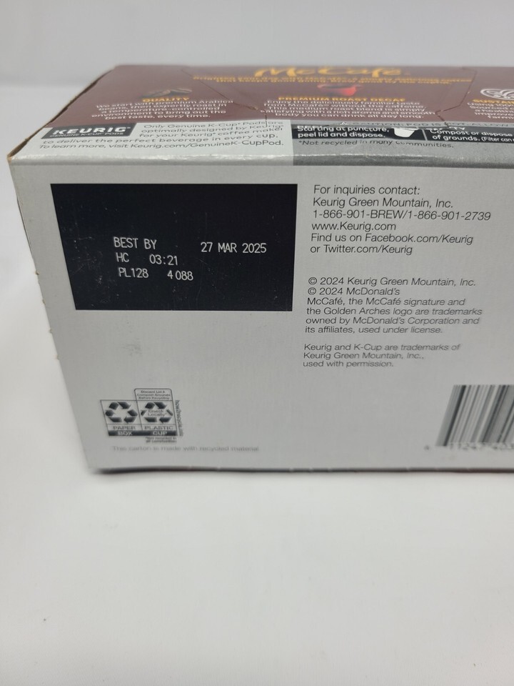 McDonalds McCafe Premium Roast Decaffeinated Coffee  K Cups Keurig 10 ct 3.4 oz Item image 2