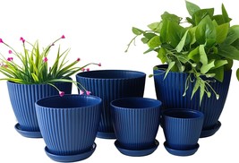 Plant Planters 6 Pack, Thick Sturdy Plastic Pots For Plants,, Blue). - $31.93