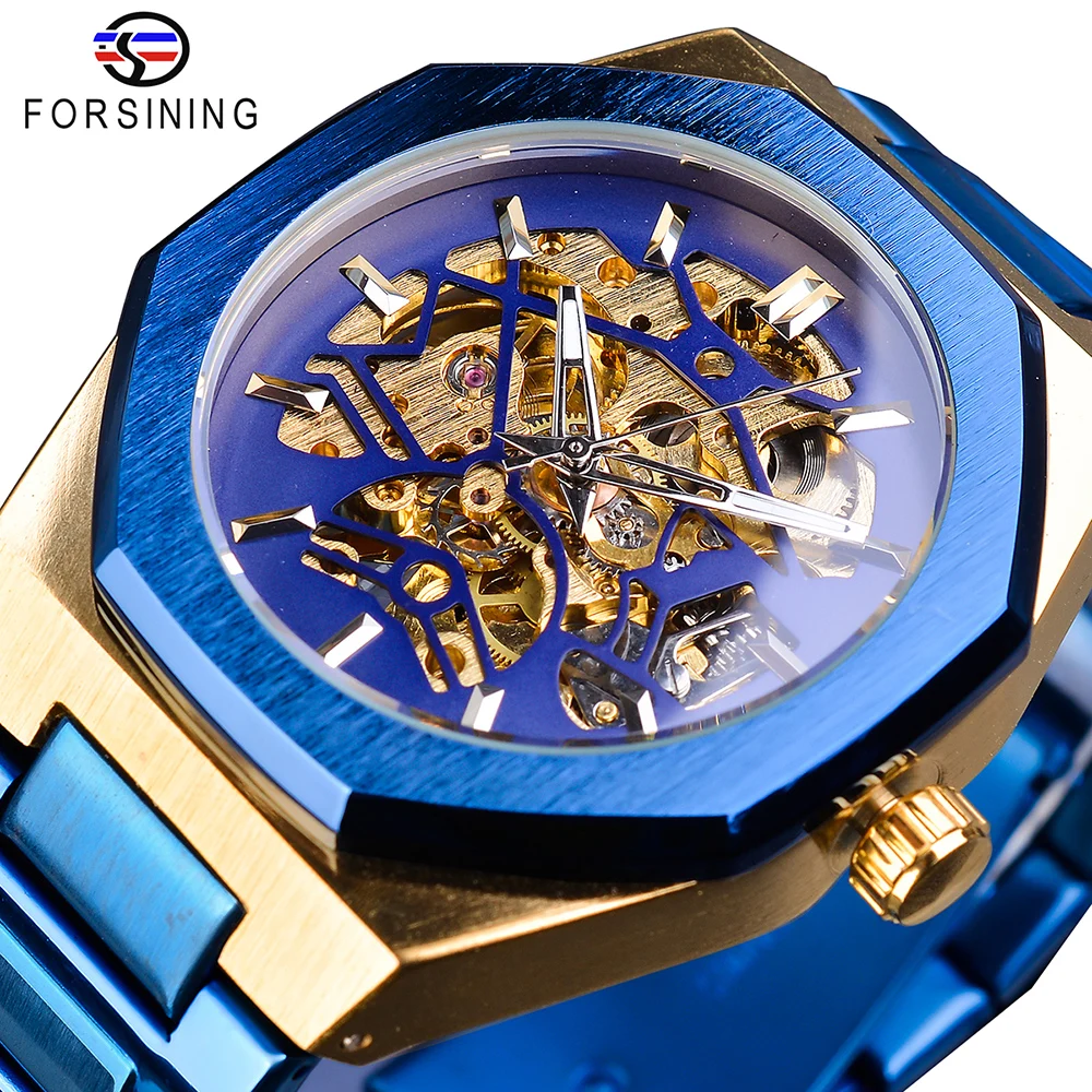 Forsining Steam  Black Dial Mens Automatic Mechanical Wrist Watch   Male Clock   - £109.78 GBP
