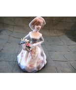 Porcelain Vintage Flower Girl Figurine, Lady Figurine, Girl with Flowers - £23.54 GBP