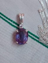 925 Sterling Silver Blue Sapphire Pendant Necklace Gift Pendant - £32.56 GBP