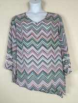Cato Womens Plus Size 26/28W (3X) Colorful Zig-Zag V-neck Top 3/4 Sleeve - £14.15 GBP