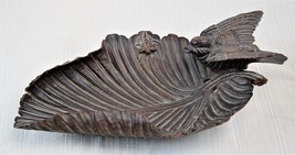 Vintage Intricately Carved Leaf with Bird and Bug, Black Forest - £205.17 GBP