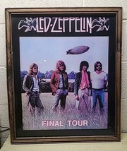 1985 Led Zeppelin Wood Frame Final Tour  Glass Rock N Roll Man Cave Music 22x26&quot; - £107.70 GBP