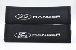 2 pieces (1 PAIR) Ford Ranger Embroidery Seat Belt Cover Pads (White on Black) - $16.99